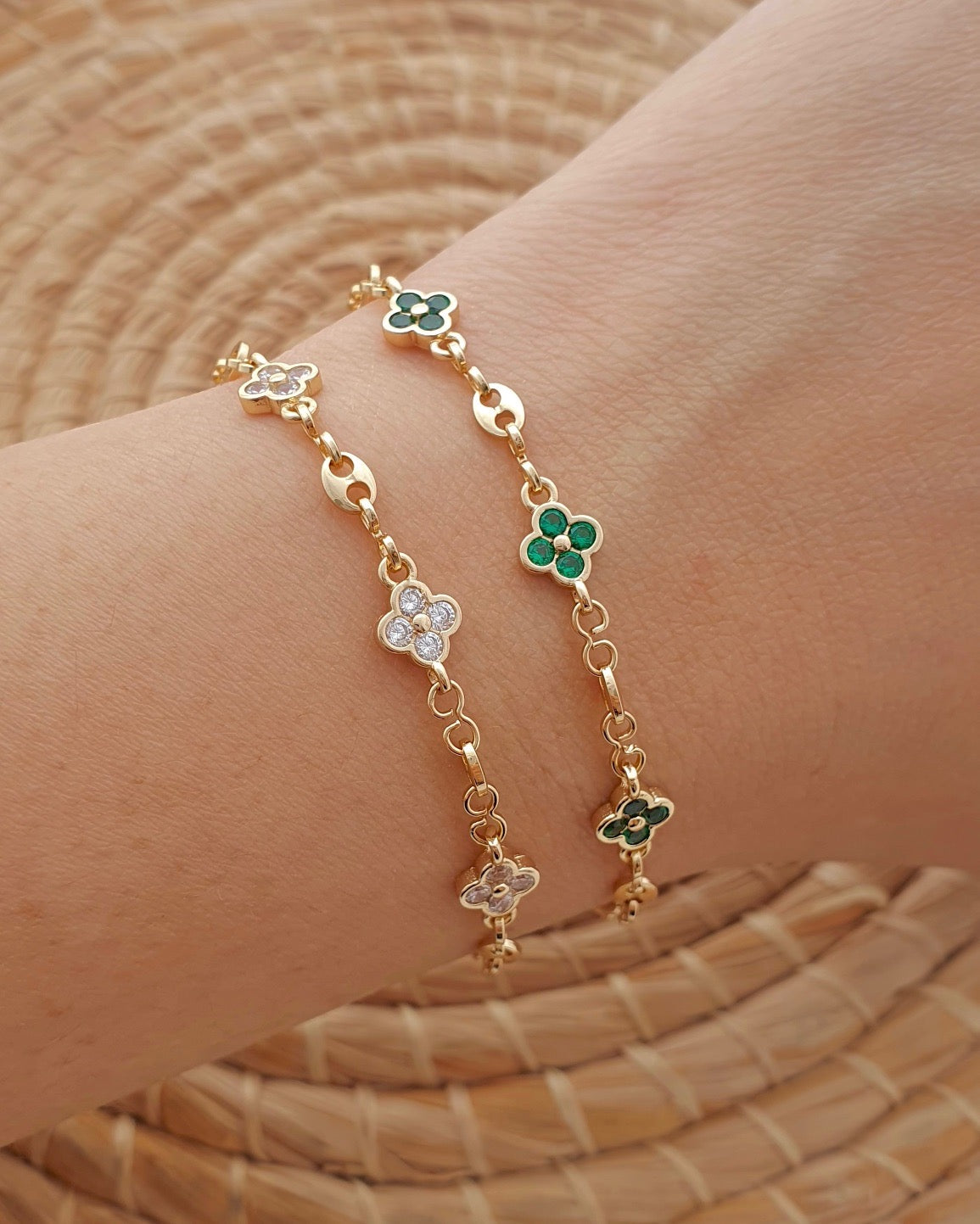 Pulsera Granito trebol 17cms