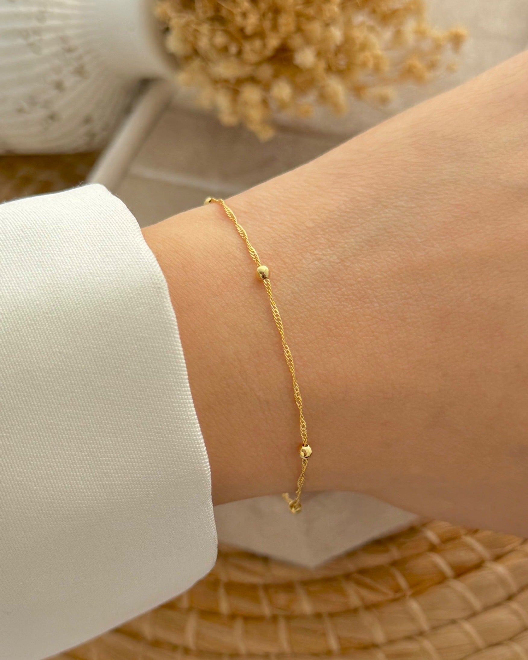 Pulsera Singapur con bolitas