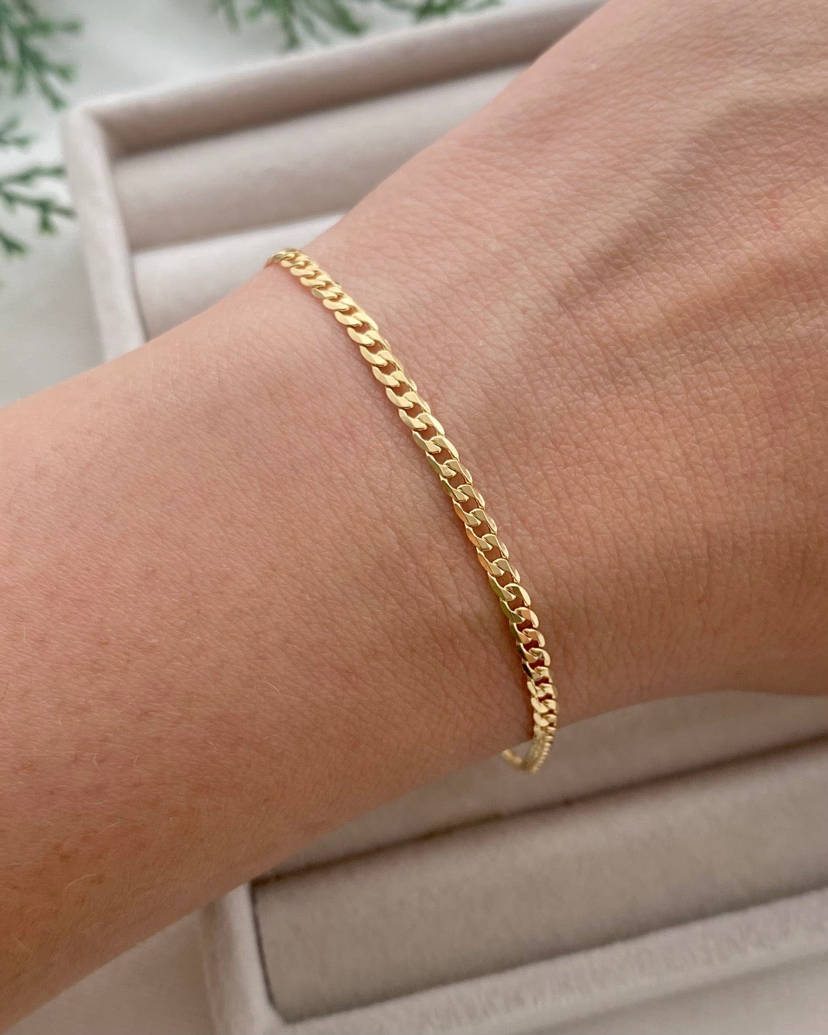 Pulsera Cubana plana diamantada 18cm