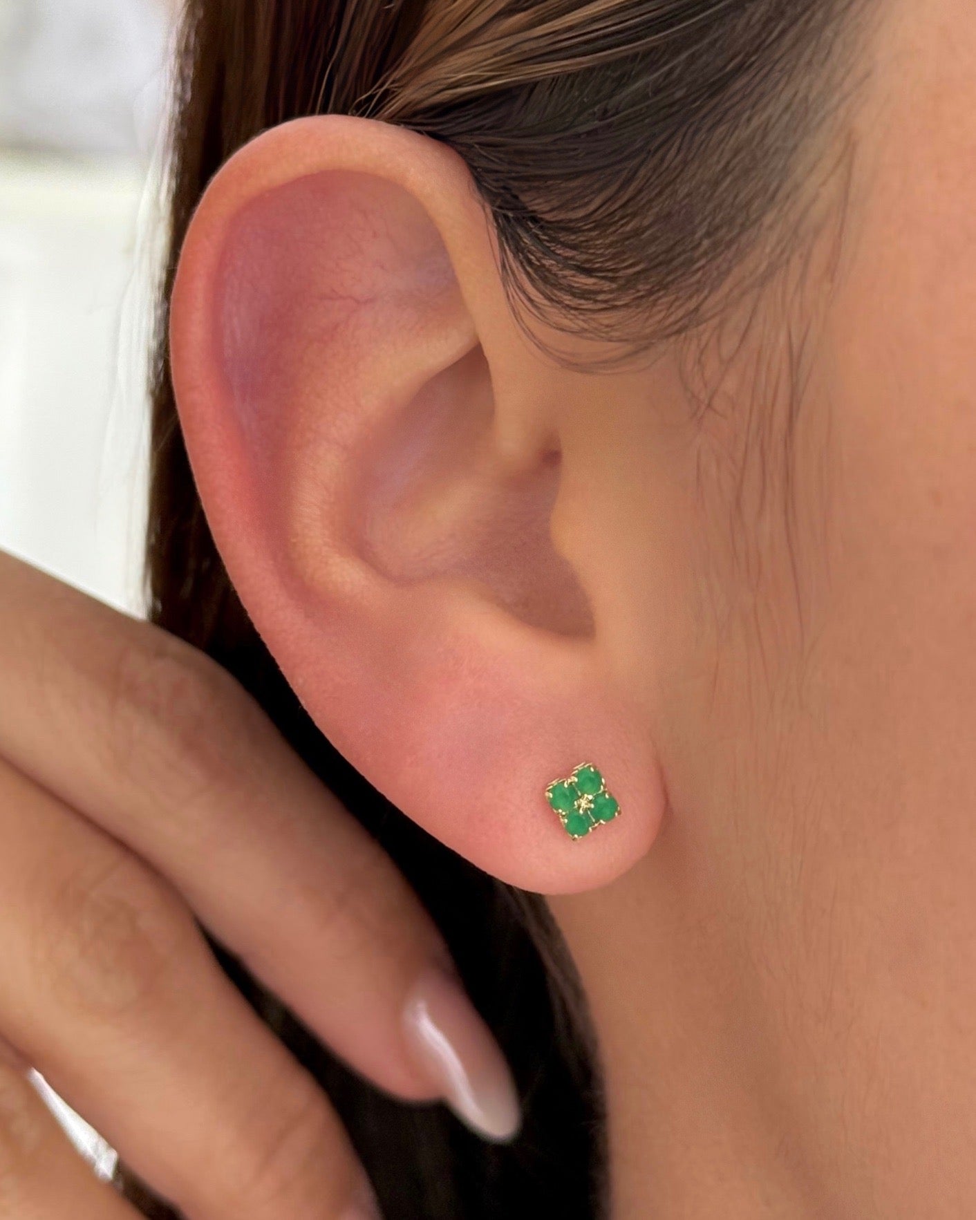 Topo Cuadrado 4 Piedras Verde