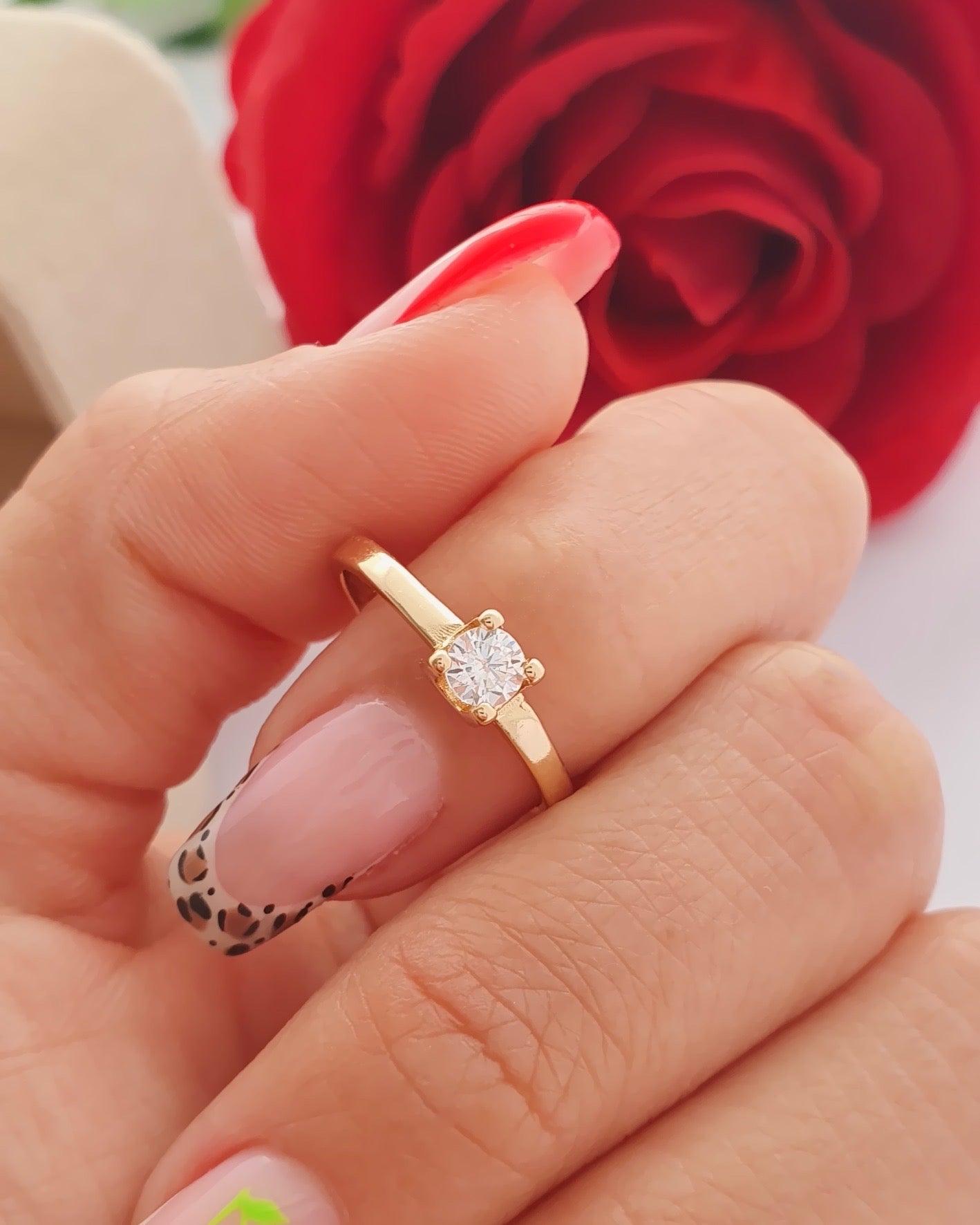 Anillos Solitario Circon 4mm